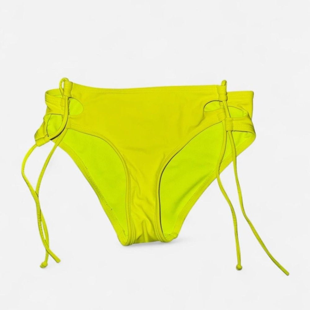 No Boundaries Neon Yellow Tie Side Bikini Bottoms Size Small (3–5) Y2K Swim